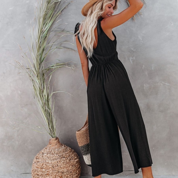 RICHELLE LINEN BLEND POCKETED JUMPSUIT - Picture 4 of 8